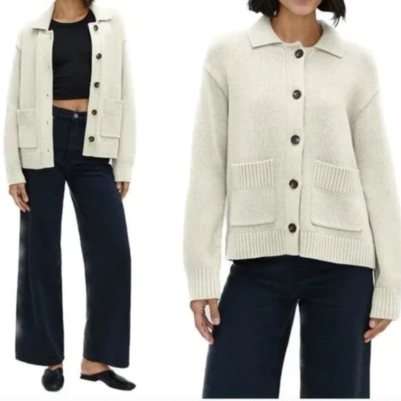 Everlane Cotton Chore Sweater Jacket - Picture 1 of 15